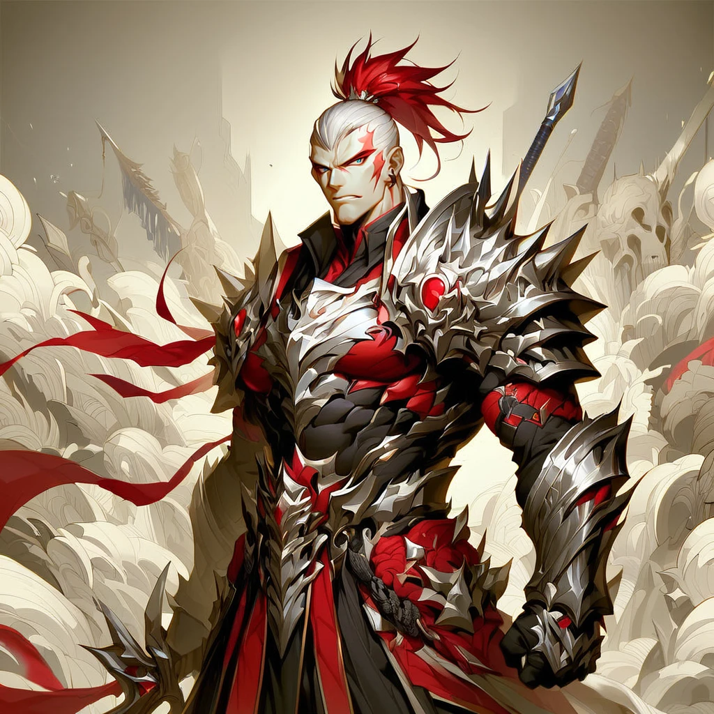 score_9, score_8_up, score_7_up, source_anime, FFAOR, 1man, a warrior in red spiked armor, 