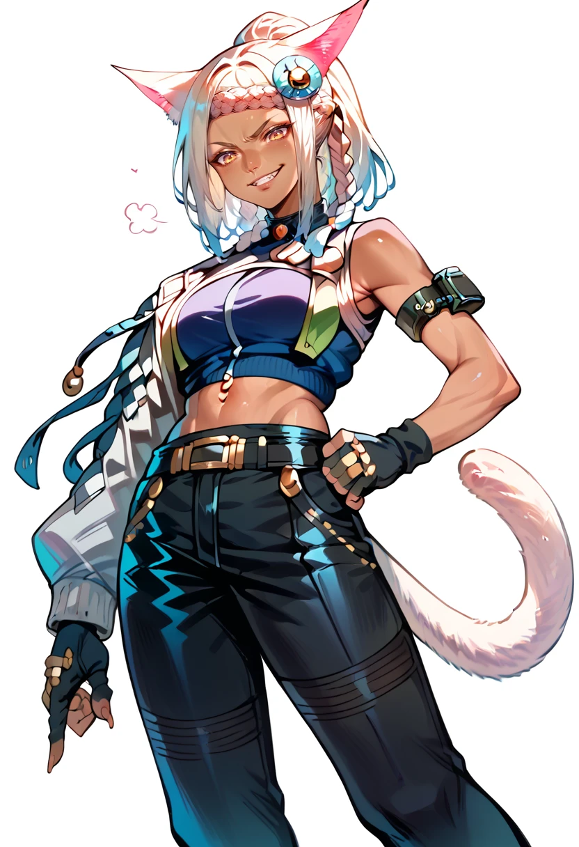 score_9,score_7_up,zPDXL2 BREAK
eutrope,braid,ponytail,cat ears,cat ears,fingerless gloves,cat tail,tan,black pants,vest,single sleeve,armband,asymmetrical clothes,asymmetrical sleeves,looking down,from below,
<lora:eutropev4:1><lora:Thumbs_down:1>thumbs down,smirk