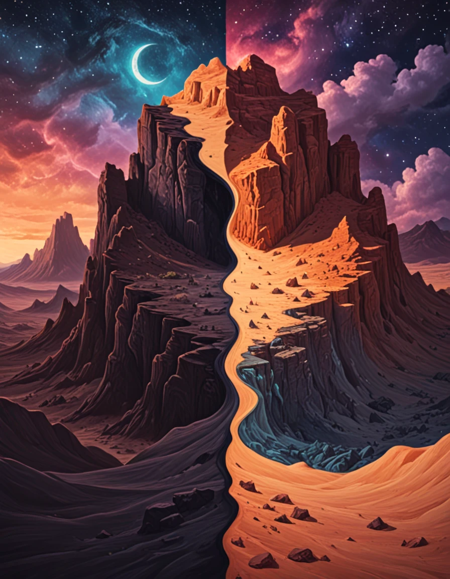 novuschroma69 split dichotomy desert djinn <lora:novuschroma69 split:1.3> <lora:sdxl_lightning_8step_lora:1>