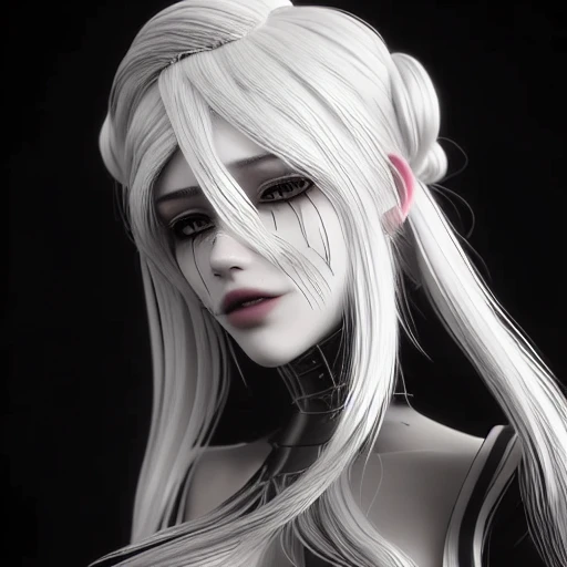  woman, white hair, 4k, rtx