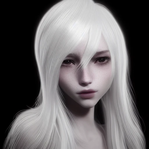 teen woman, white hair, 4k, rtx