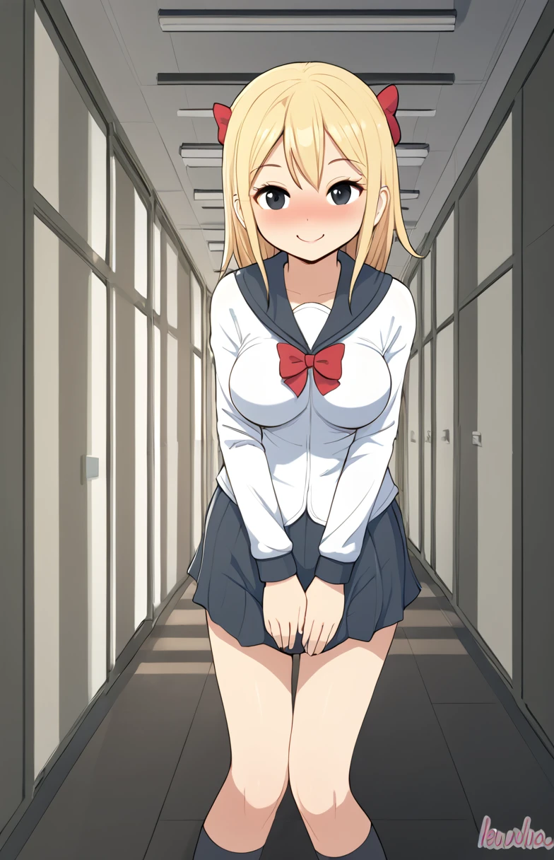masterpiece, best quality, Itsumi Erika, 1girl, ashen blonde hair, blue eyes, solo, medium breasts, naked body, nude, full nude, standing frontally, pov, looking at viewer, whole body can be seen, indoors, locker room, expressionless, detailed hands, five fingers, female genitals