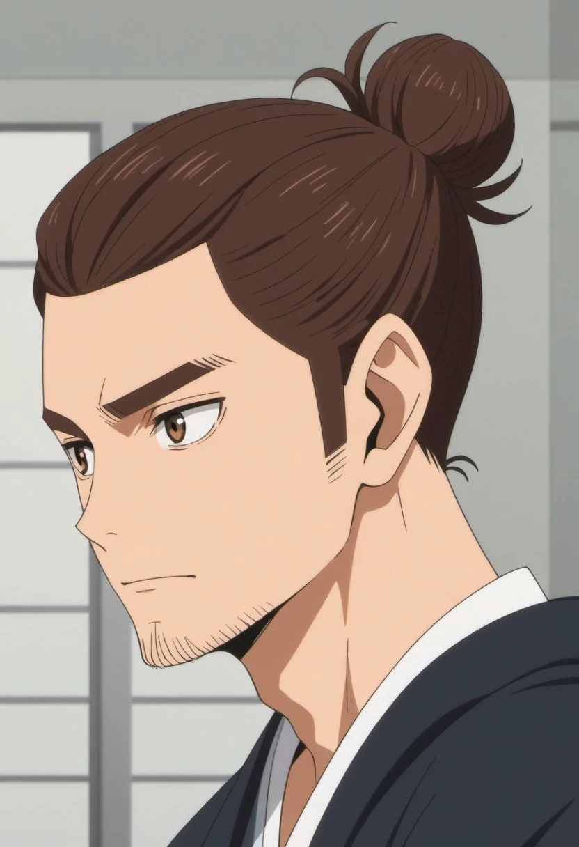 score_9, score_8_up, score_7_up, source_anime, rating_safe, Asaikyu, man bun hair, 1boy, male focus, anime screencap,