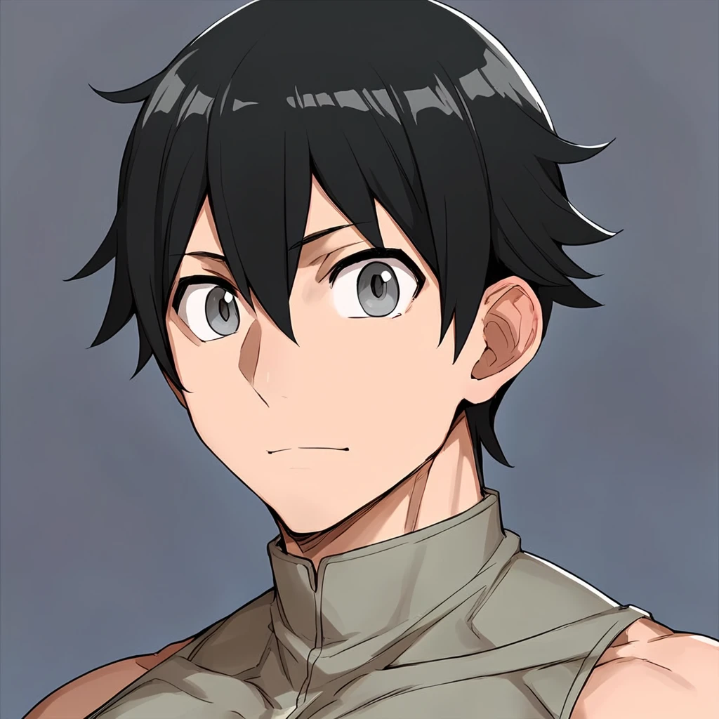 black hair, gray eyes, big eyes, kirito sao, cute, source_anime, dark background, simple , 1boy, solo <lora:Kunaboto-Face-v1-000009:1>, score_9, score_8_up, score_7_up, high quality, sharp