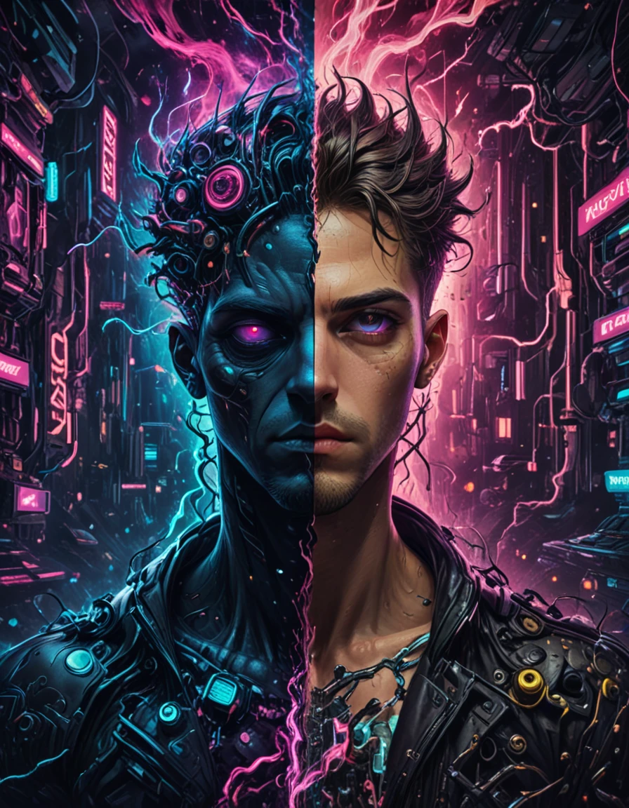 novuschroma69 split dichotomy cyberpunk man <lora:novuschroma69 split:1.2> <lora:sdxl_lightning_8step_lora:1> <lora:FaeTastic Details:1>