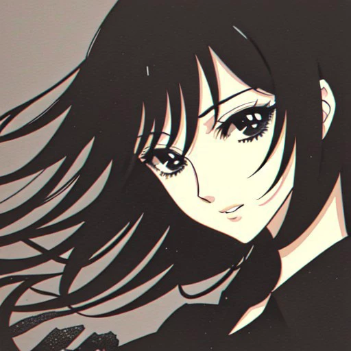 shojo, girl, black dress, close up