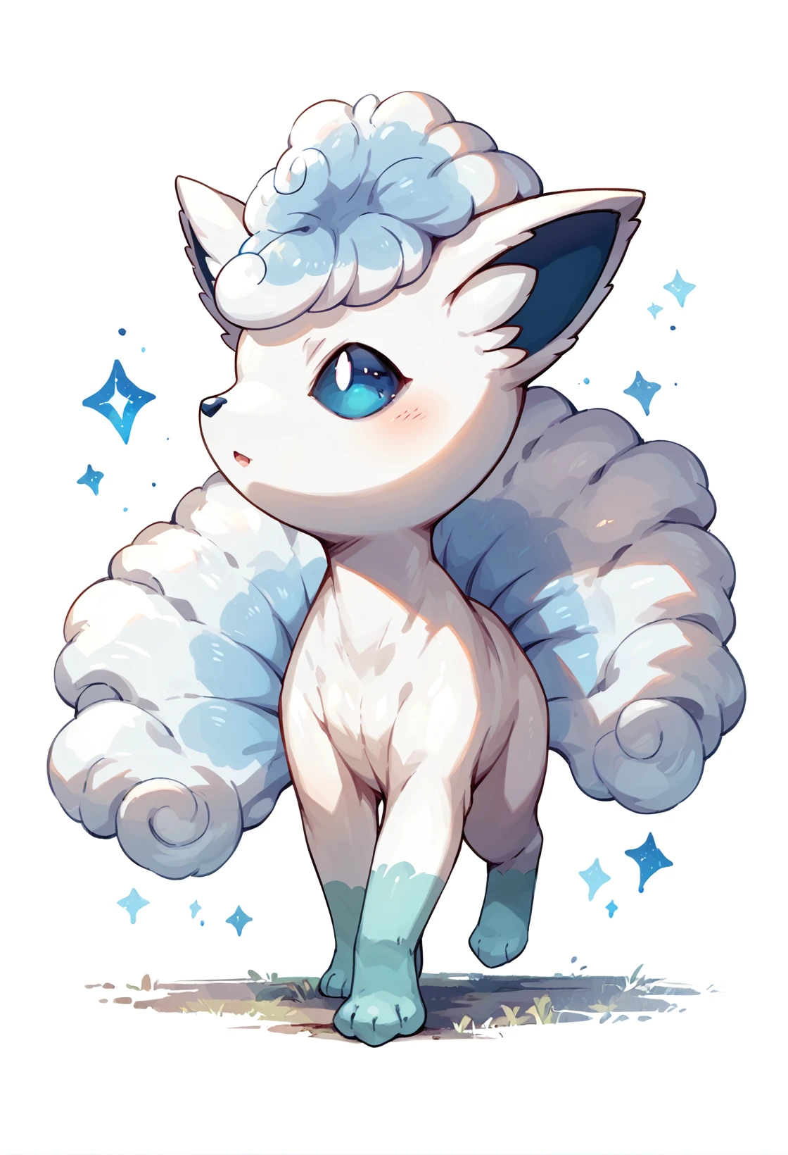 score_9, score_8_up, score_7_up, score_6_up, source_furry, dof, full-length portrait, solo, white background, <lora:POKEMON_ALOLAN_VULPIX:1> alolan_vulpix, pokemon (creature), blue eyes, white body, side view