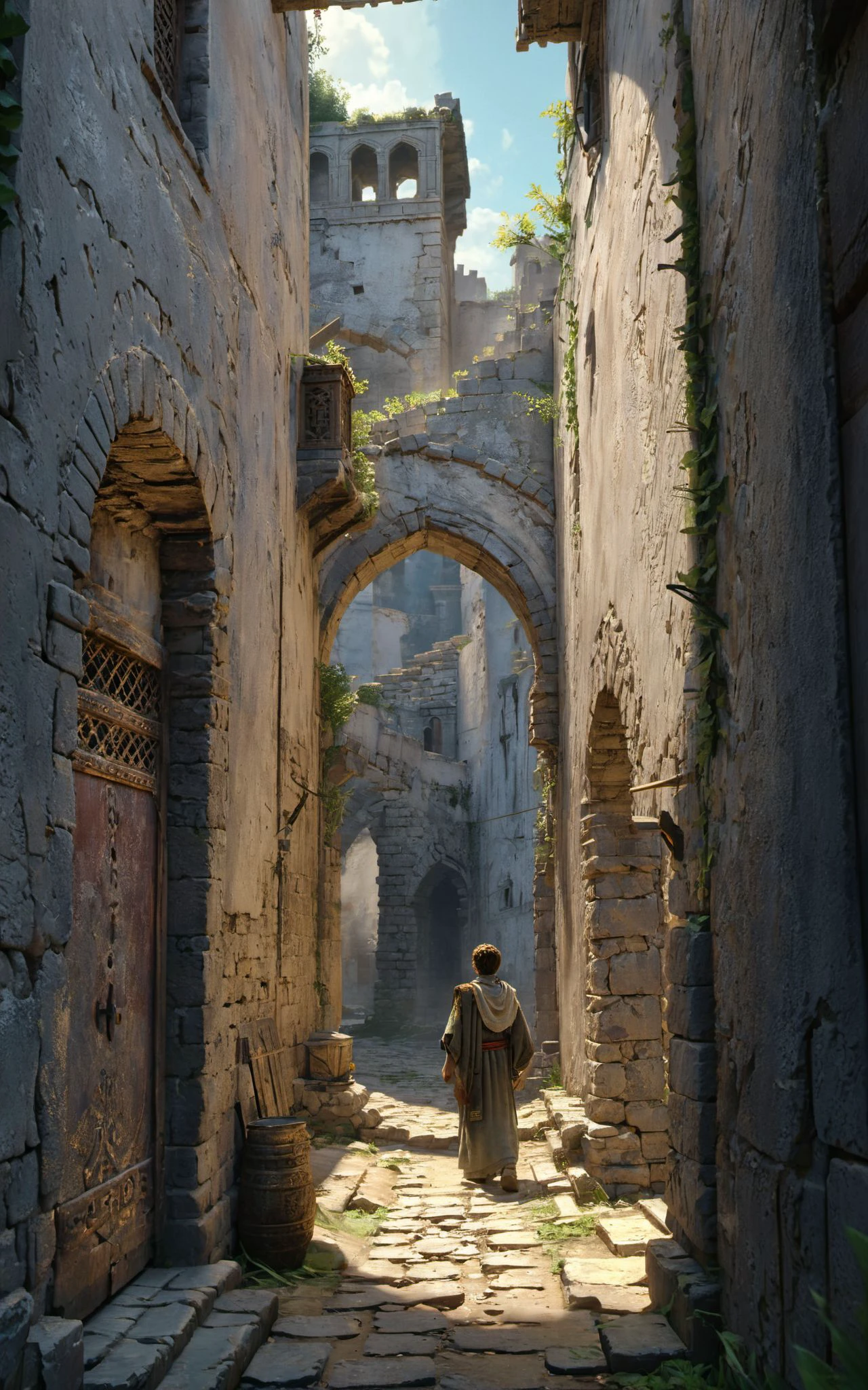 XUER Kingdom of Heaven,solo,1boy,standing,outdoors,building,scenery,ruins,pillar,alley,
<lora:绪儿 天国王朝 XUER Kingdom of Heaven:0.8>,
highly detailed,ultra-high resolution,32K UHD,sharp focus,best-quality,masterpiece,