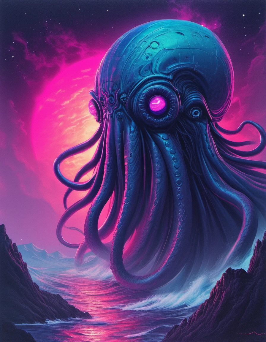 synthwave-galaxy,masterpiece, professional artwork, portrait painting of Kraken (Norse mythology)<lora:Synthwave_Galaxy:.8>