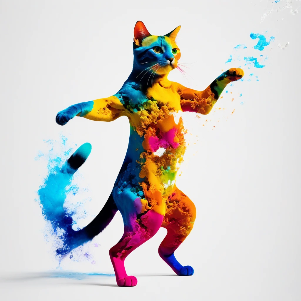 disbodiv1,particulate,abstract,splash,A dancing cat,<lora:disembodiment_xl:0.8>,