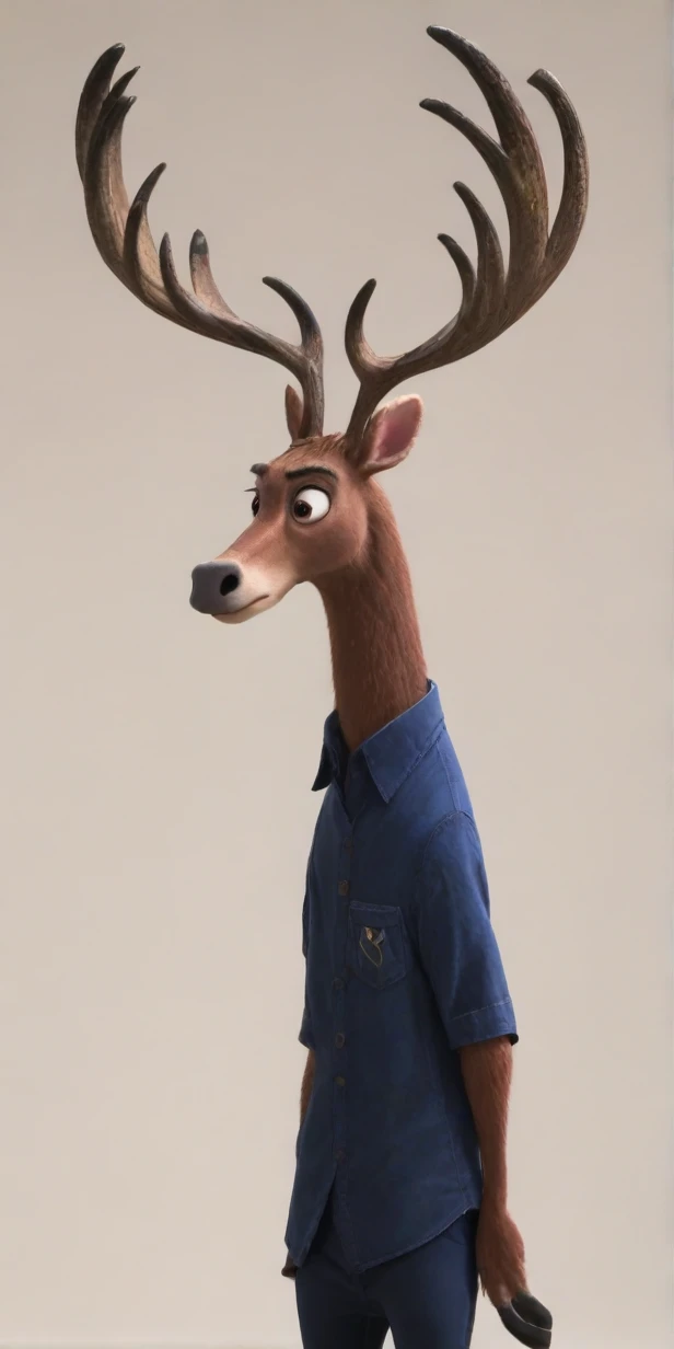 zootopia, ,  anthro, standing, moose, tall, male,  skinny:1.2, clothes, from distance, far away