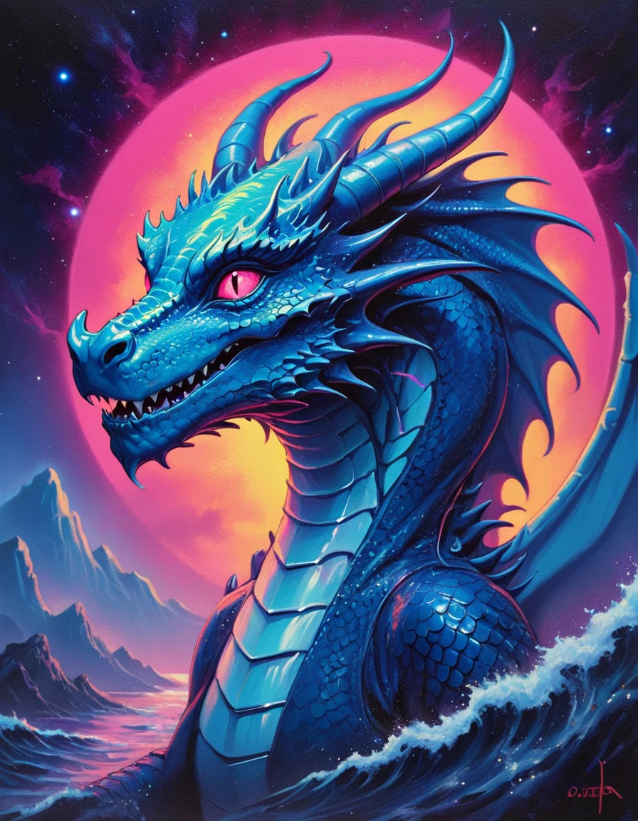 synthwave-galaxy,masterpiece, professional artwork, acid trip,portrait painting of Dragon (Blue)<lora:Synthwave_Galaxy:.8>