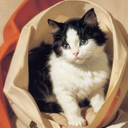 henriette ronner-knip,animal focus,animal,blue eyes,long-haired cats,White Cat,bow your head,solo,red cloth,