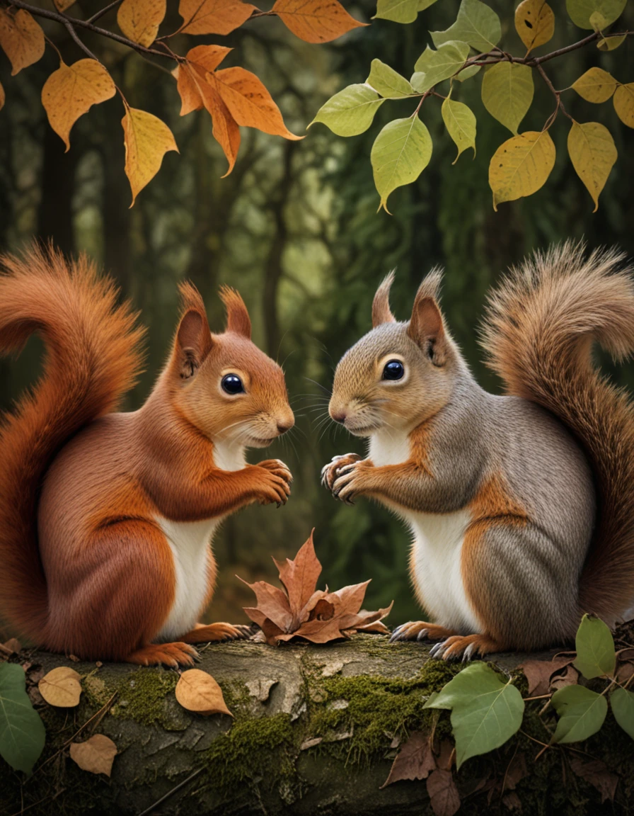 novuschroma69 dual dichotomy squirrels  <lora:novuschroma69 dual:1.2> <lora:sdxl_lightning_8step_lora:1>