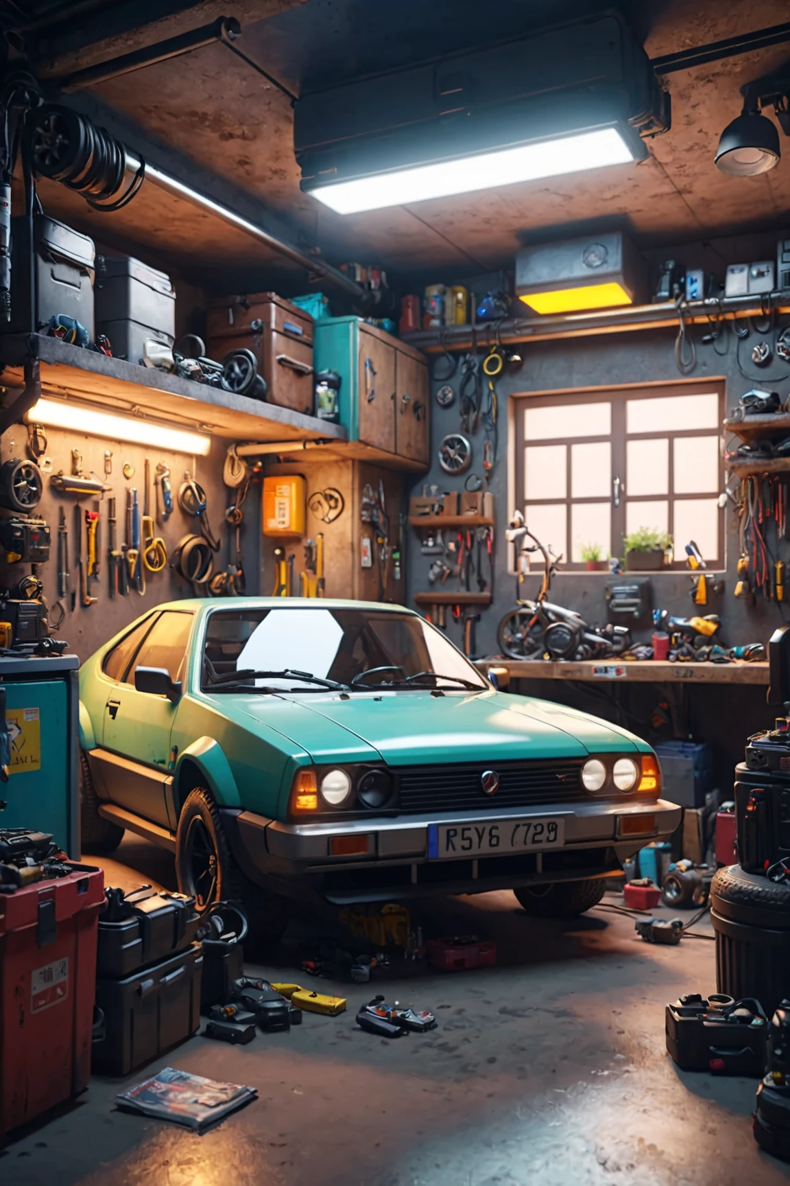 CXL-Mech, cyberpunk car workshop garage
(photorealistic) (best quality) (intricate details) (cinematic lighting) (sharp focus)