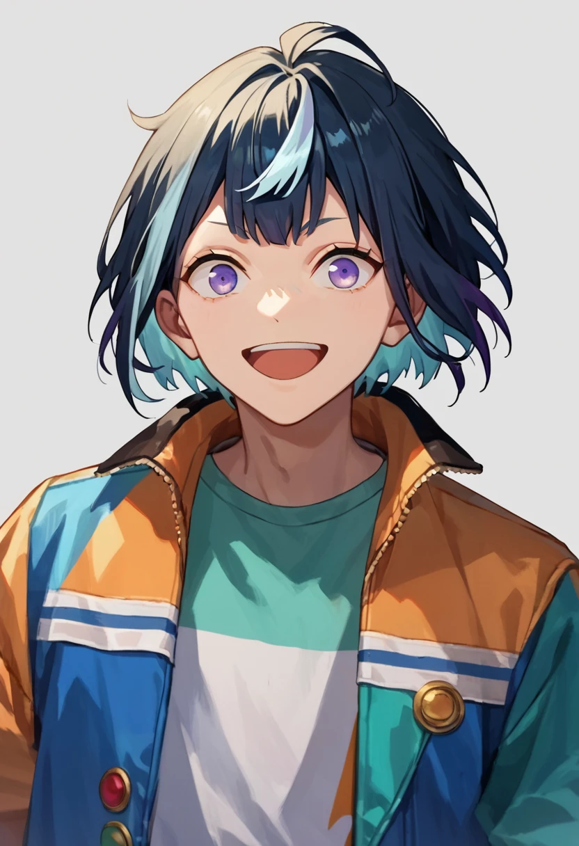 score_9, score_8_up, score_7_up
esu sagiri, 1boy, streaked hair, jacket, shirt, open mouth
<lora:ensemble_stars_aio_1:0.8>
simple background, white background, portrait, light smile