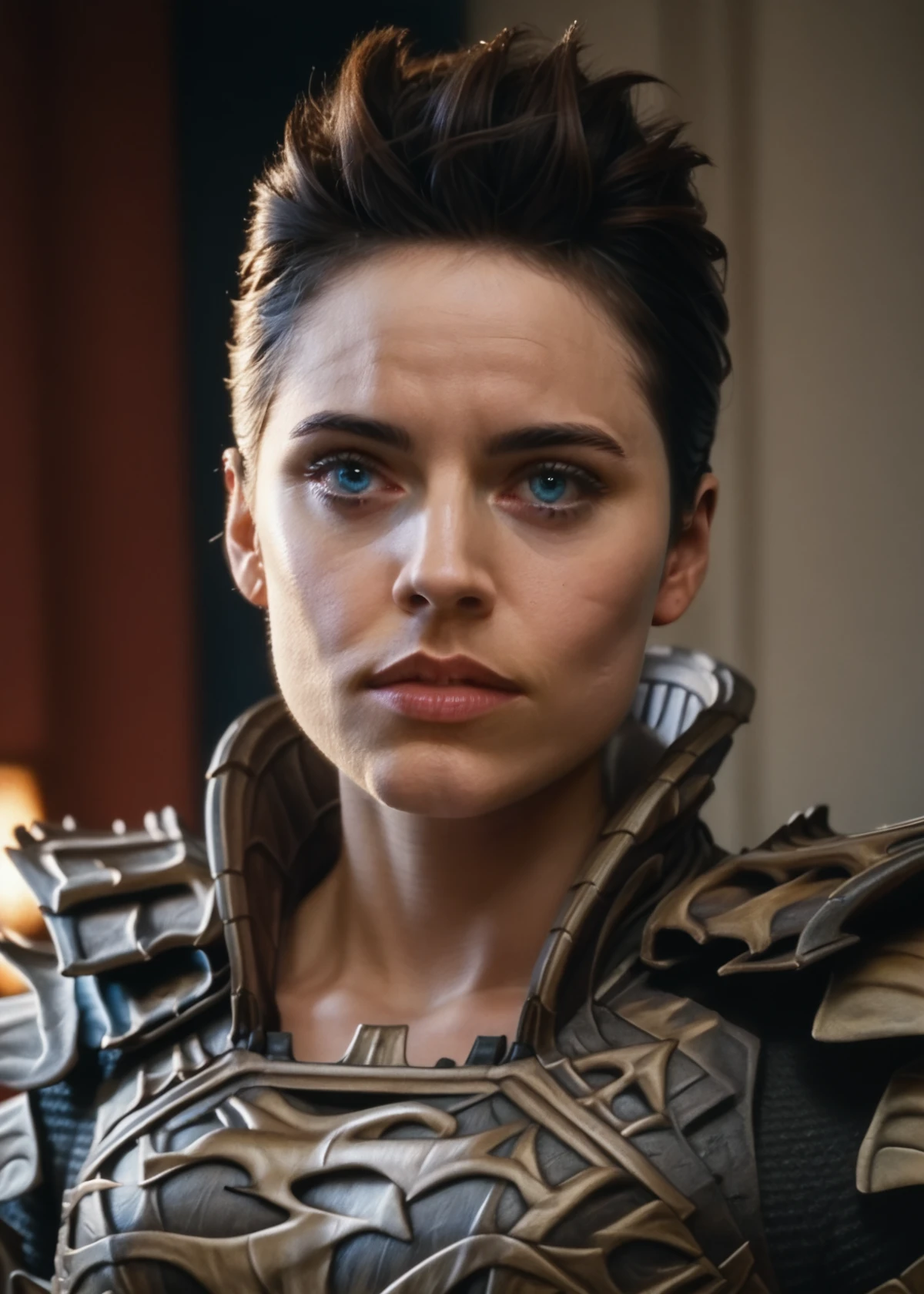 <lora:Faora:1> faora, krypton armor, portrait, short hair, blue eyes, score_9, score_8_up, score_7_up, score_6_up, insanely detailed, beautiful detailed face,beautiful detailed eyes, masterpiece, best quality