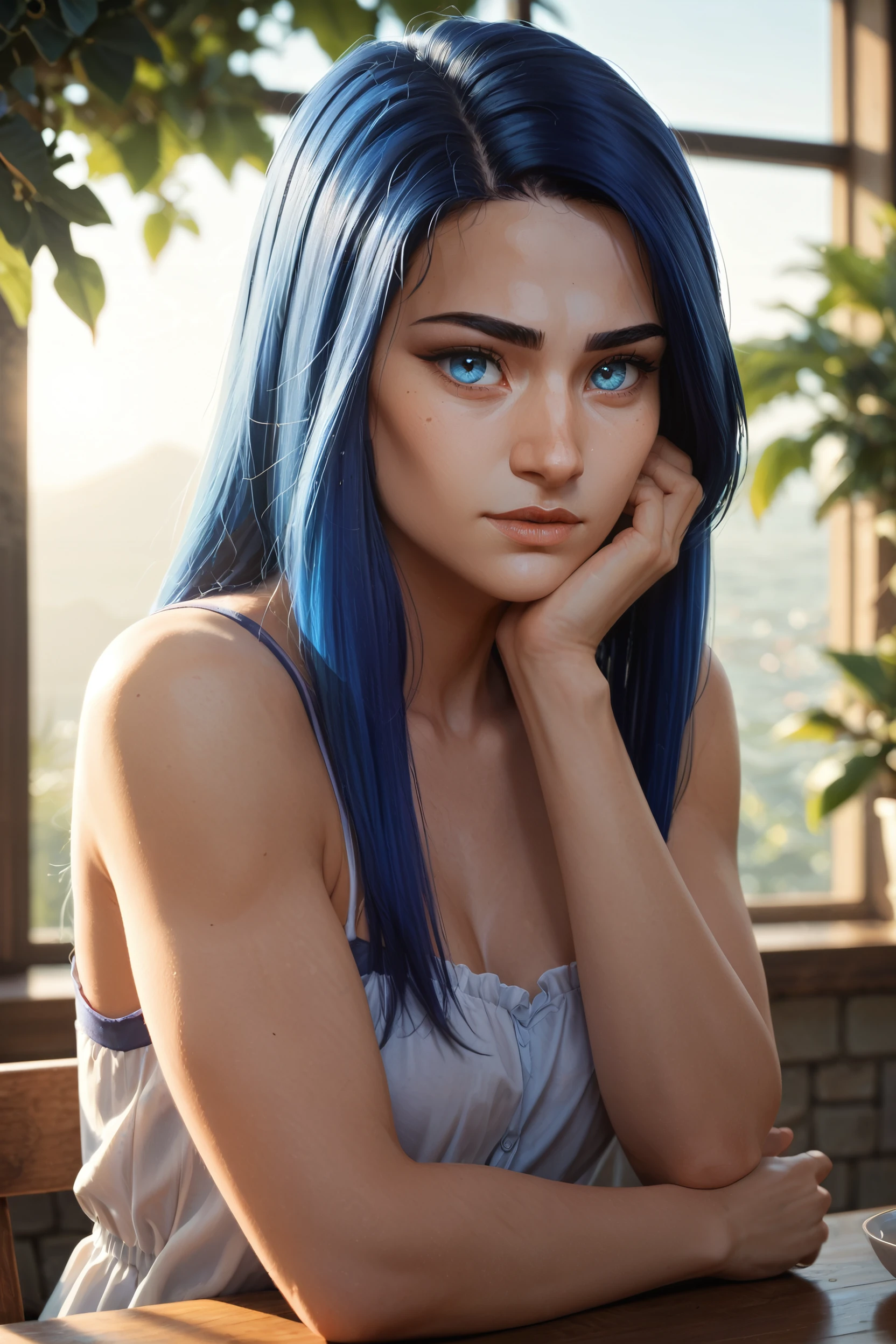 score_9, score_8_up, score_7_up, score_6_up
<lora:ALCaitlyn:1.0>
ALCaitlyn, 1girl, blue hair, long hair, blue eyes, looking at viewer, on a beach during a vibrant sunset, sundress, playing with the waves