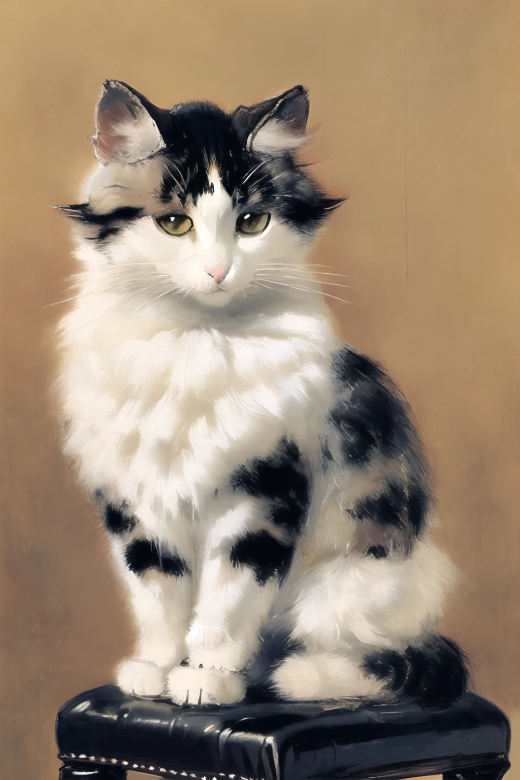 henriette ronner-knip, animal focus, animal, simple background, looking at viewer, long-haired cats, sitting, solo