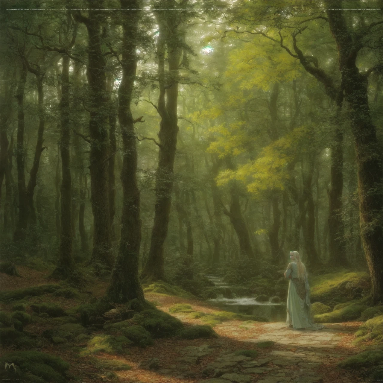 the lord of the rings, galadriel, 1girl, forest, glade, <lora:TedNasmithStylelpr:0.75>, tednasmith, high quality, highres, masterpiece, best quality, 8k, intricate, detailed, <lora:add_detail:0.6>