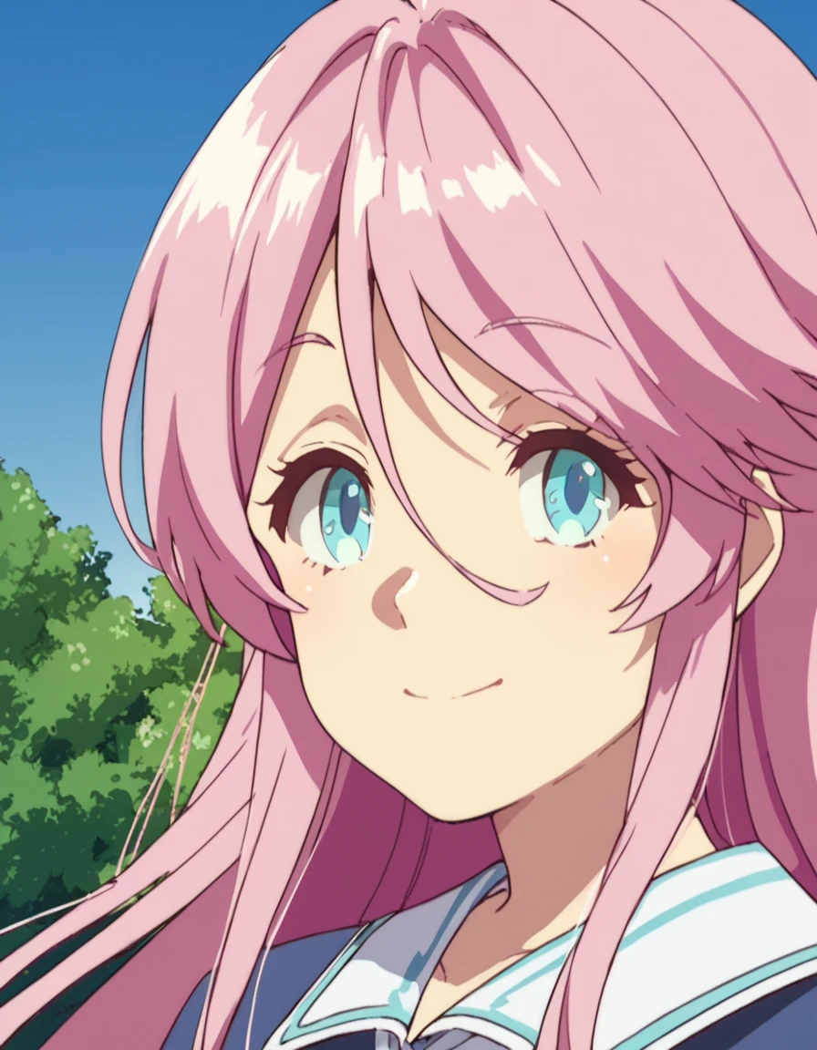 score_9, score_8_up, score_7_up, score_6_up, score_5_up, score_4_up, source_anime,  Flare, very long hair, pink hair, blue eyes, , soft smile, portrait