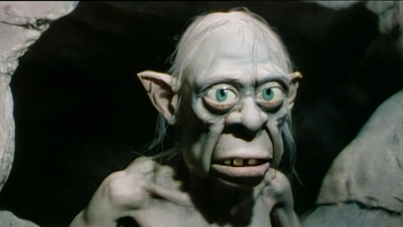 <lyco:witch house_v2.0:1> smeagol standing in a witch house, livingroom, rustic, sharp, amazing, bokeh, canon dslr, realistic, full room view <lyco:smeagol_v2.0:1>