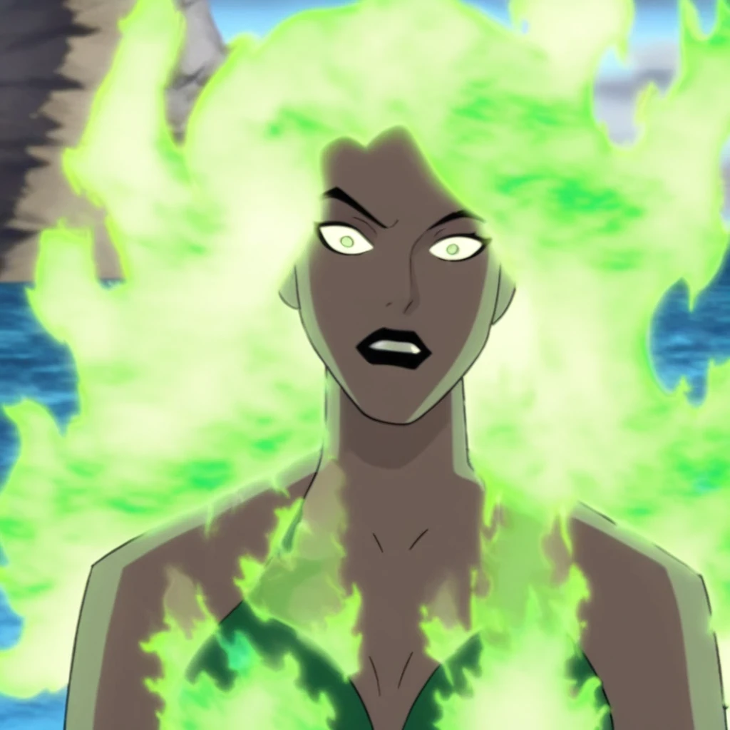 fire_lit_DC, green glow, fire_lit_DC, 1girl, green glow, upper body, green glowing hair, long hair, smug, holding green fireball, magic, green fire environment, green background, (dynamic pose:1.2), (realistic:1.2), (masterpiece:1.2), (full-body-shot:1.2),(Cowboy-shot:1.2), neon lighting, dark romantic lighting, (highly detailed:1.2),(detailed face:1.2), (gradients), colorful, detailed eyes, (detailed landscape:1.2), (natural lighting:1.2),(detailed background), detailed landscape, solo, <lora:fire_lit_DC_v1-10:0.75> <lora:add_detail:0.15> <lora:hipoly3DModelLora_v10:0.05> <lora:RSERomantic_RSESofiko_RSEEmma-v1:0.1> <lora:BeautifulEyes:0.65> <lyco:coloredSkin-08:0.3>