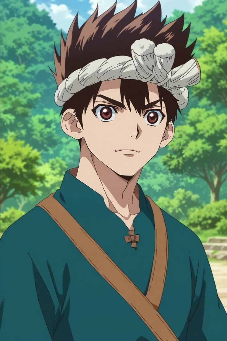 score_9, score_8_up, score_7_up, source_anime, rating_safe, , anime screencap, , official style, , depth of field, 1boy, solo, male focus, <lora:chrome_dr_stone_pony:0.98>, chrome_dr_stone, brown hair, brown eyes, short hair, spiked hair, headband, , suit jacket,, <lora:sdxl_lightning_8step_lora:1>