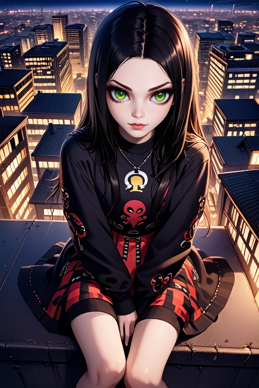 score_9, score_8_up, score_7_up, score_6_up
<lora:AliceMadness:1.0>
AliceMadness, 1girl, black hair, long hair, green eyes, looking at viewer, overlooking the city from a rooftop bar at night, chic outfit, sitting