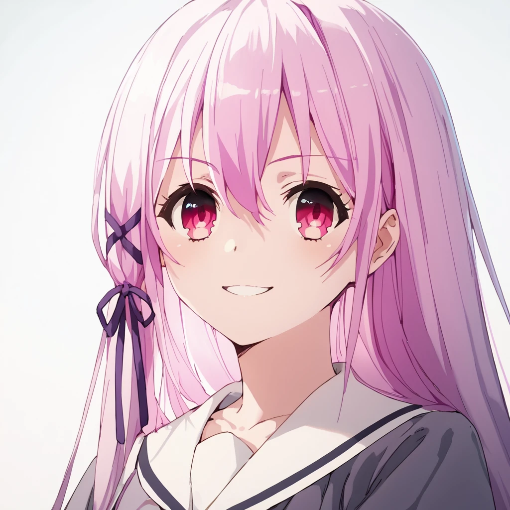 score_9, score_8_up, score_7_up, score_6_up, score_5_up, score_4_up, source_anime,  Kisara, very long hair, pink eyes, pink hair, , school uniform, soft smile, portrait