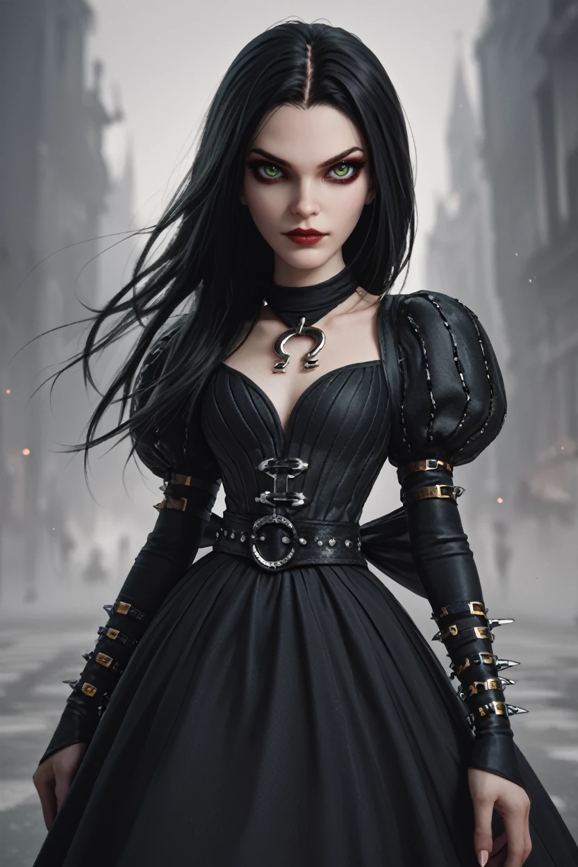 score_9, score_8_up, score_7_up, score_6_up
<lora:AliceMadness:1.0>
AliceMadness, 1girl, black hair, long hair, green eyes, looking at viewer, as the cover model for a fashion magazine, fierce pose, wearing a bold and edgy outfit