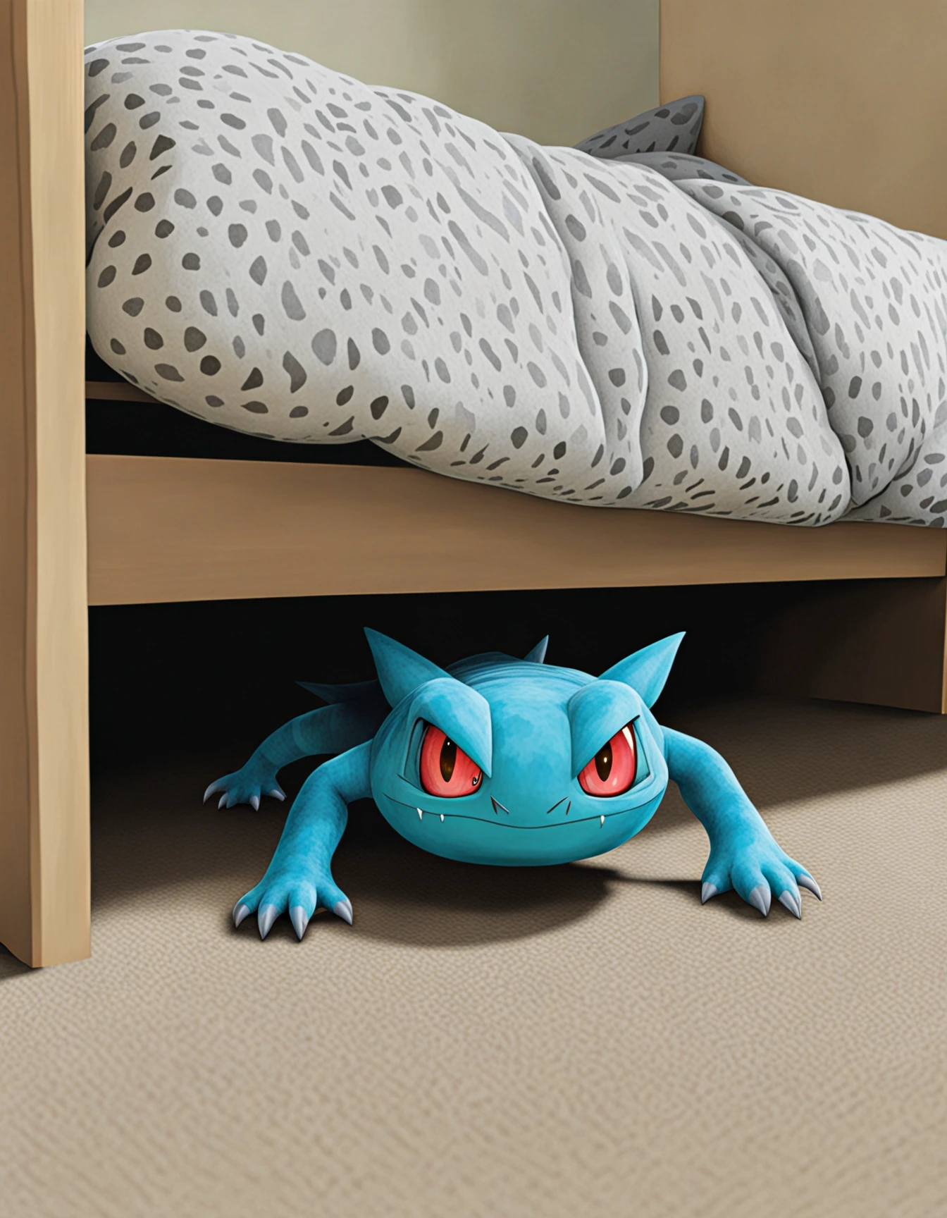 A PokIRL monster hiding under the bed