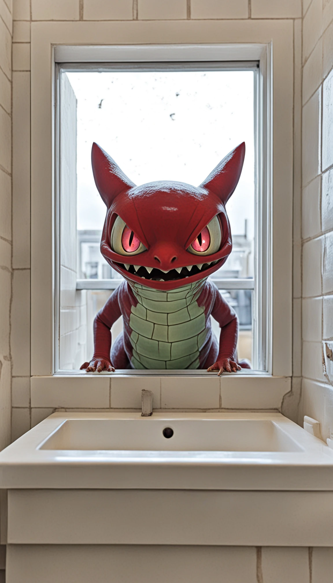 A PokIRL creepy creature peeping through your bathroom window