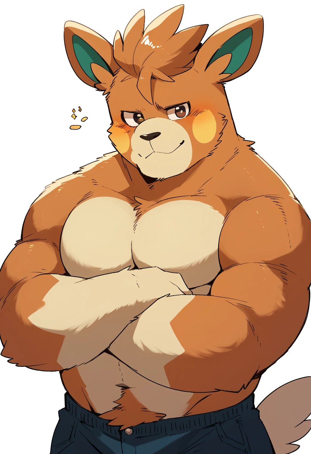 Scribble black shiba inu face,Cute face,Humanity(dog),(Topless:1.3),Chubby,(White eyebrows:1.1),(Perfect black eyes),（artist:Takemoto Arashi），Simple background，scar，light pink nipples。