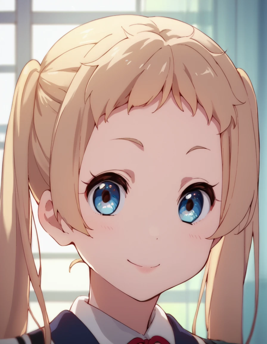 score_9, score_8_up, score_7_up, score_6_up, score_5_up, score_4_up, source_anime,  Sanae, blonde hair, blue eyes, twintails, , soft smile, portrait