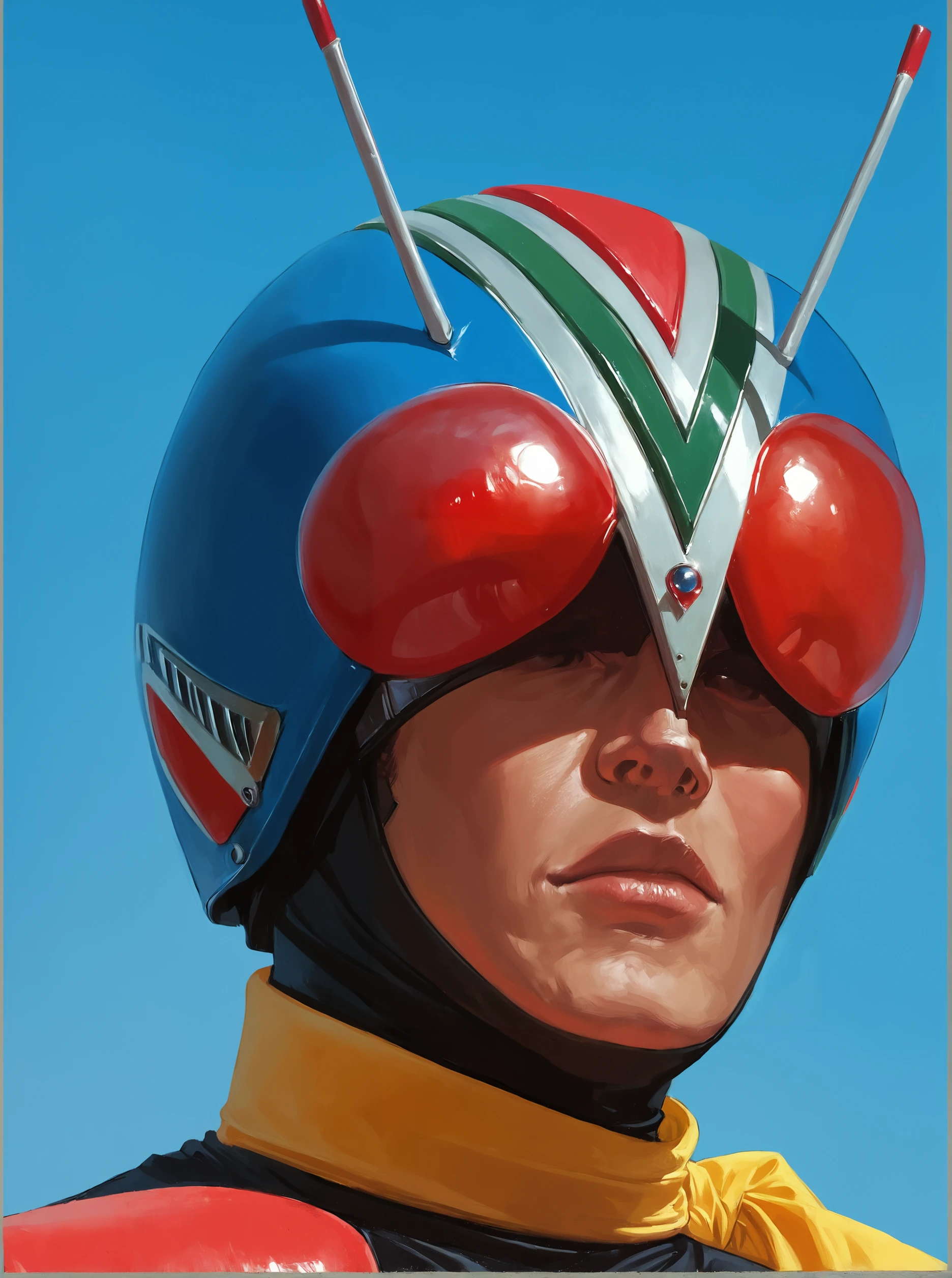 score_9, score_8_up, score_7_up, masterpiece, source_realistic, kamen rider, riderman, male focus, 1boy, antennae, helmet, solo,  outdoor, <lora:sn0wStyle:1> <lora:HKHorrorXL:1>, <lora:Riderman_1973:1>