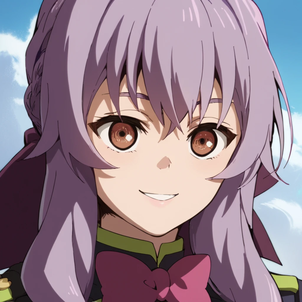 score_9, score_8_up, score_7_up, score_6_up, score_5_up, score_4_up, source_anime,  ShinoaHiragi, long hair, brown eyes, purple hair, , soft smile, portrait