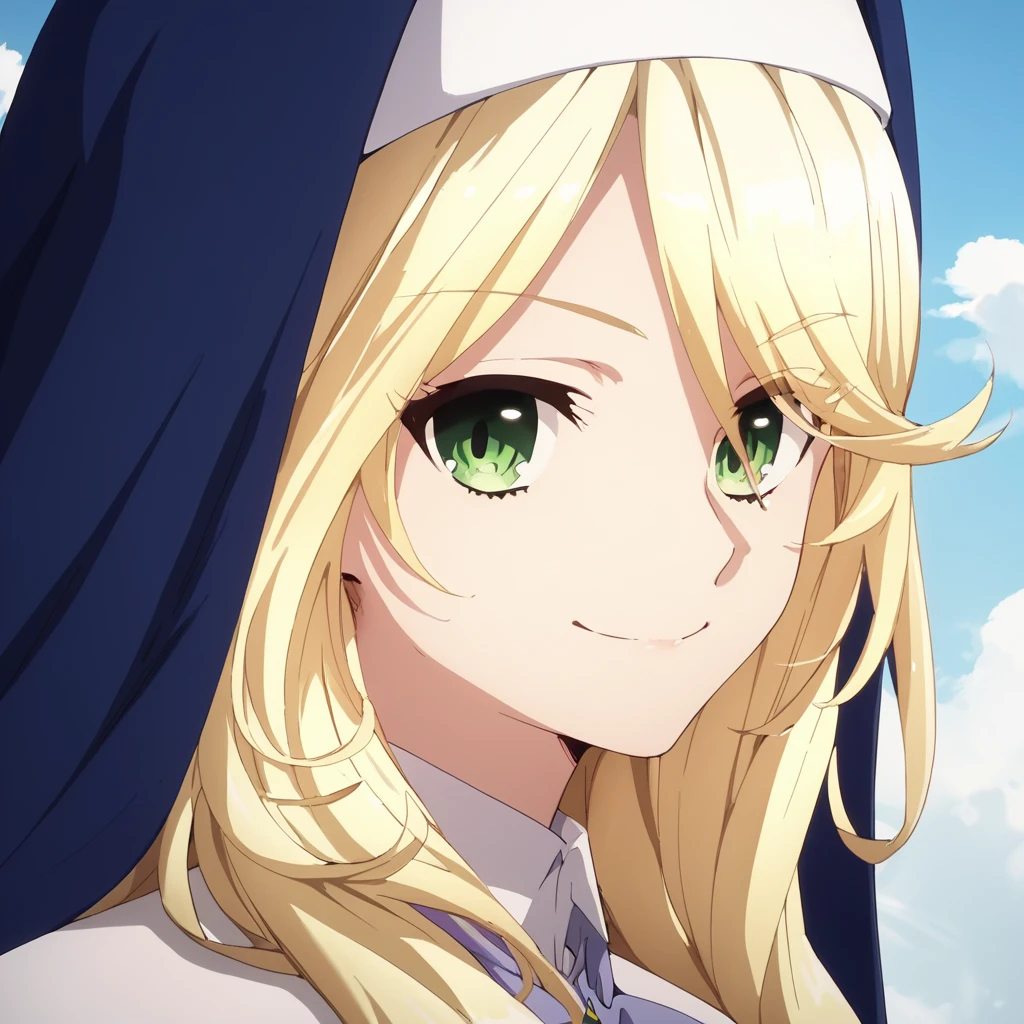 score_9, score_8_up, score_7_up, score_6_up, score_5_up, score_4_up, source_anime,  Sharon, nun, long hair, blonde hair, green eyes, , soft smile, portrait