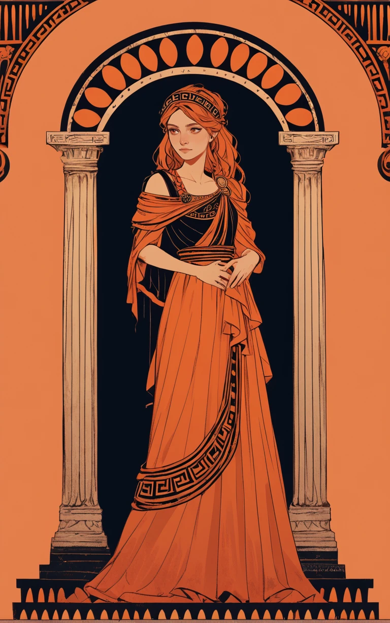<lora:GreekPot-000008:1>
gr33k, greek pottery, orange, 1girl, standing, full body, orange theme, armor, dress, long hair, orange background,, score_9, score_8_up, score_7_up, score_6_up, score_5_up, score_4_up, BREAK