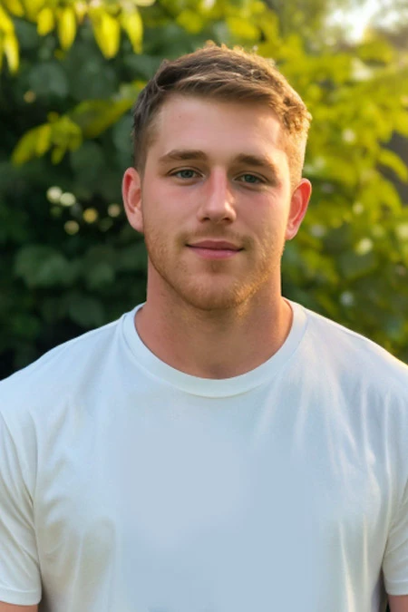 photograph of guy  face focus, High resolution handsome guy, highly detailed, white t-shirt, (look at viewer) bokeh background, sunlight morning, sunburnt, detailed eyes,  <lora:add_detail:0.5>  <lora:nathanfort:0.6> nathanfort