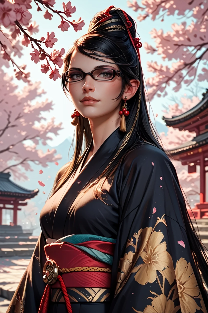 score_9, score_8_up, score_7_up, score_6_up
<lora:BBayo:1.0>
BBayo, 1girl, black hair, long hair, glasses, looking at viewer, in a traditional kimono, surrounded by cherry blossoms