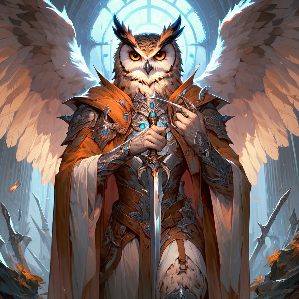 score_9, score_8_up, score_7_up, owl holding sword