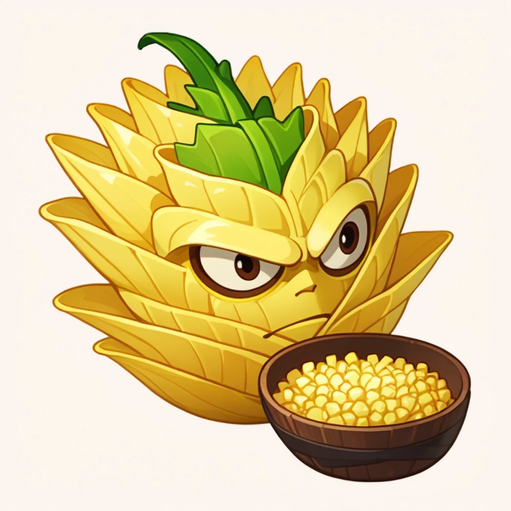 score_9, score_8_up, score_7_up, score_6_up,
pvzp,plant,personification, serious,corn, yellow face,yellow body,green skin,brown eyes,popcorn catapult,white background,cartoon,<lora:[Pony]PVZP-20240628-1637:1>