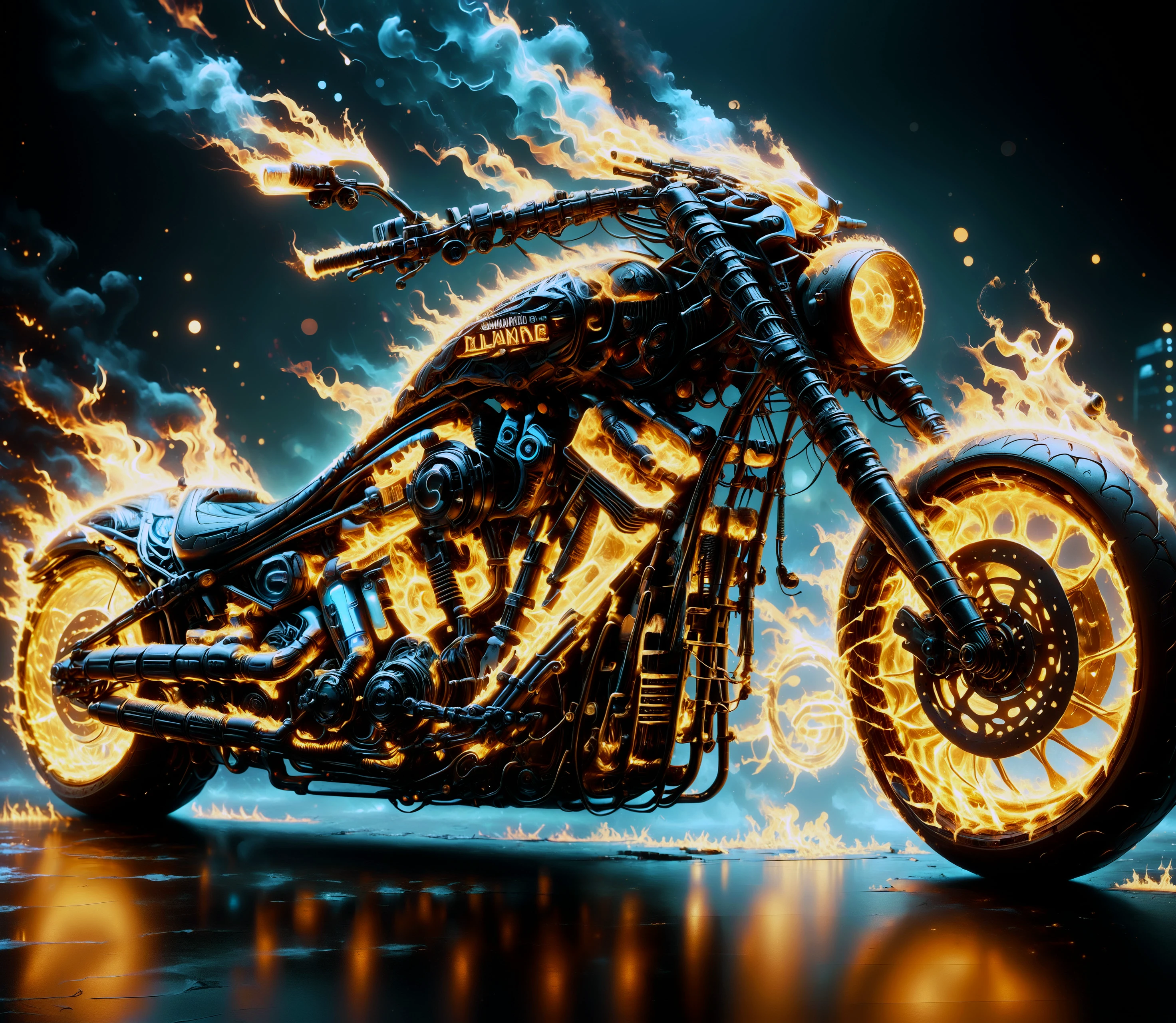 score_9, score_8_up, score_7_up,

f1r3, a motorcycle is made entirely of fire, exhaust gases,

night, (reflection:1.1), iced ground, 