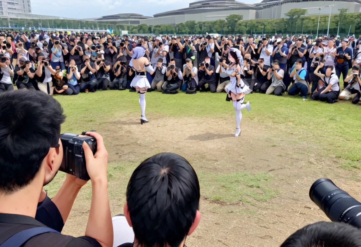 masterpiece, best quality, very aesthetic, absurdres,
comiket_cosplay_Hiroba, 6+boys, multiple boys, photo background, outdoors, camera, day, sky, 1girl, crowd, taking picture
<lora:comiket_cosplay_SDXL_V2:1>