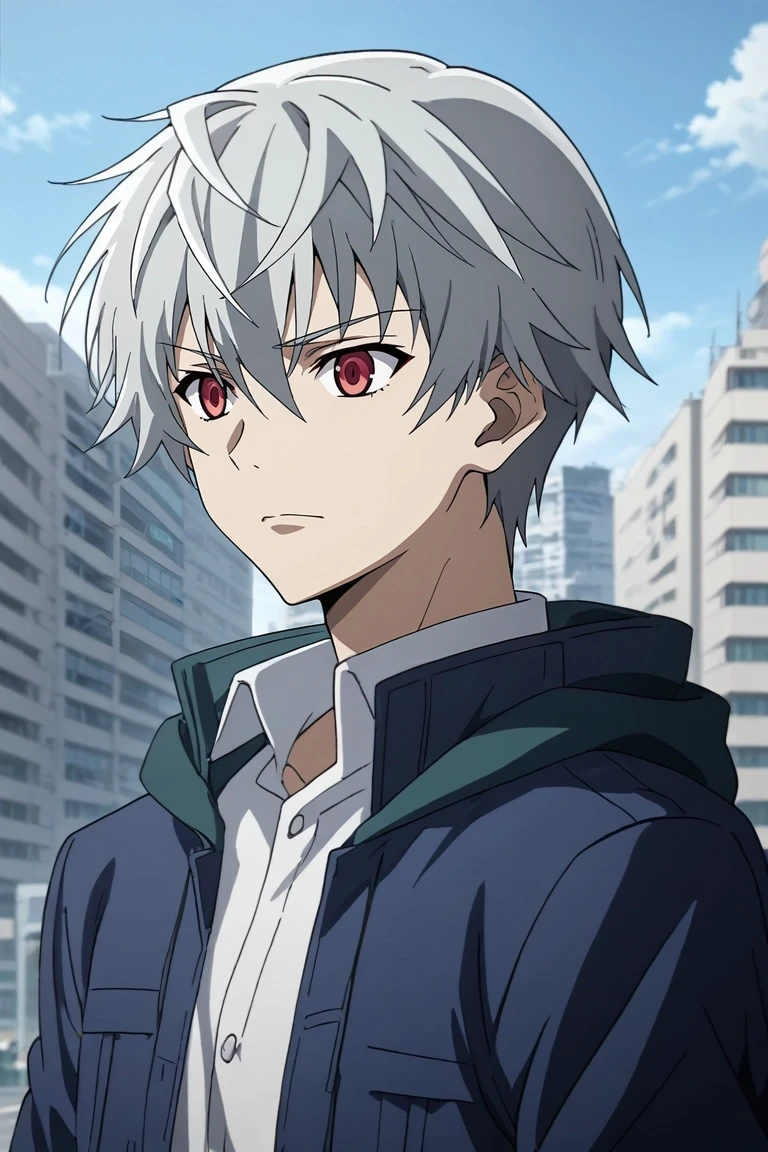 score_9, score_8_up, score_7_up, source_anime, rating_safe, , anime screencap, anime coloring, official style, , , 1boy, solo, male focus, <lora:aru_akise_pony:0.78>, aru_akise, grey hair, red eyes, short hair, panorama, treetops city, light, twisted torso, giggling, , <lora:sdxl_lightning_8step_lora:1>