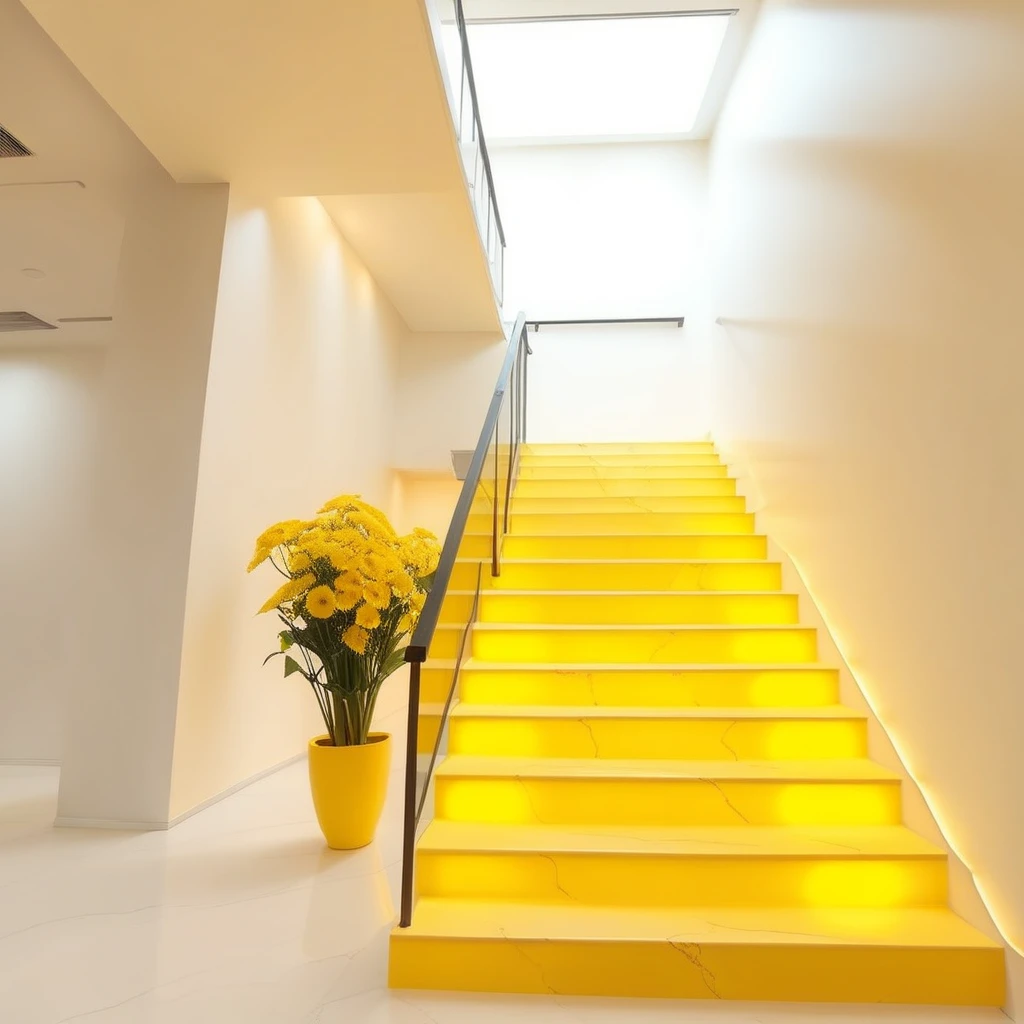 vase, yellow sky, light, silhouette, perfect, television, window, plant, street, yellow flower, sunlight, glowing, stairs, computer, science fiction, lamp