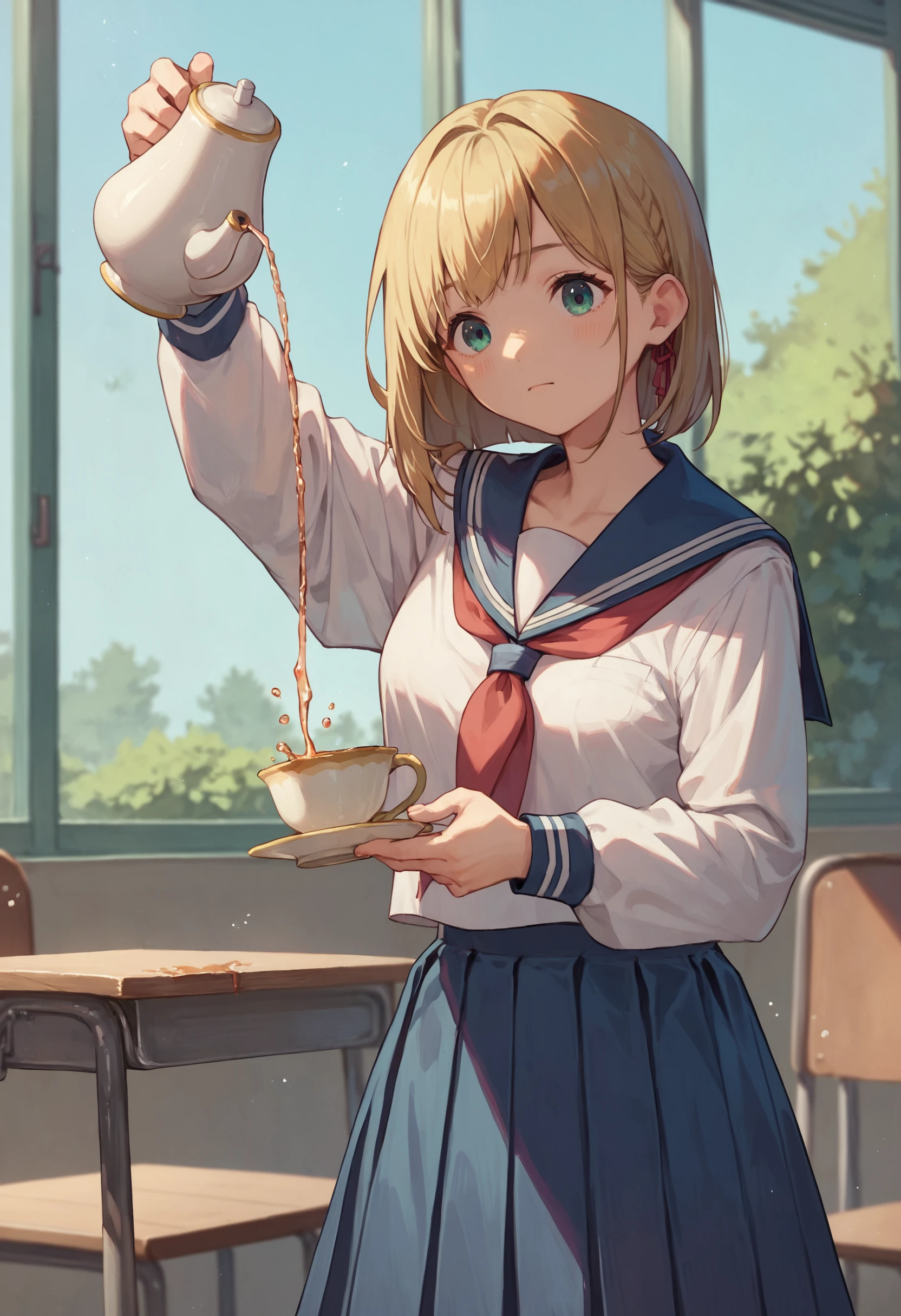 score_9, score_8_up, score_7_up, 1girl, pouring, holding cup, holding teapot, serafuku, school uniform
<lora:holding_teapot_pouring_3_final_d32:1>