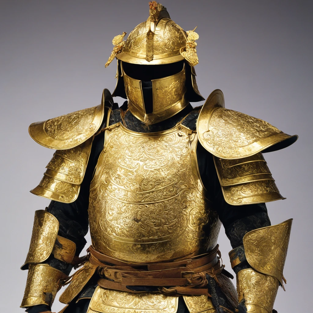 a armor from japan made of golden leaf,