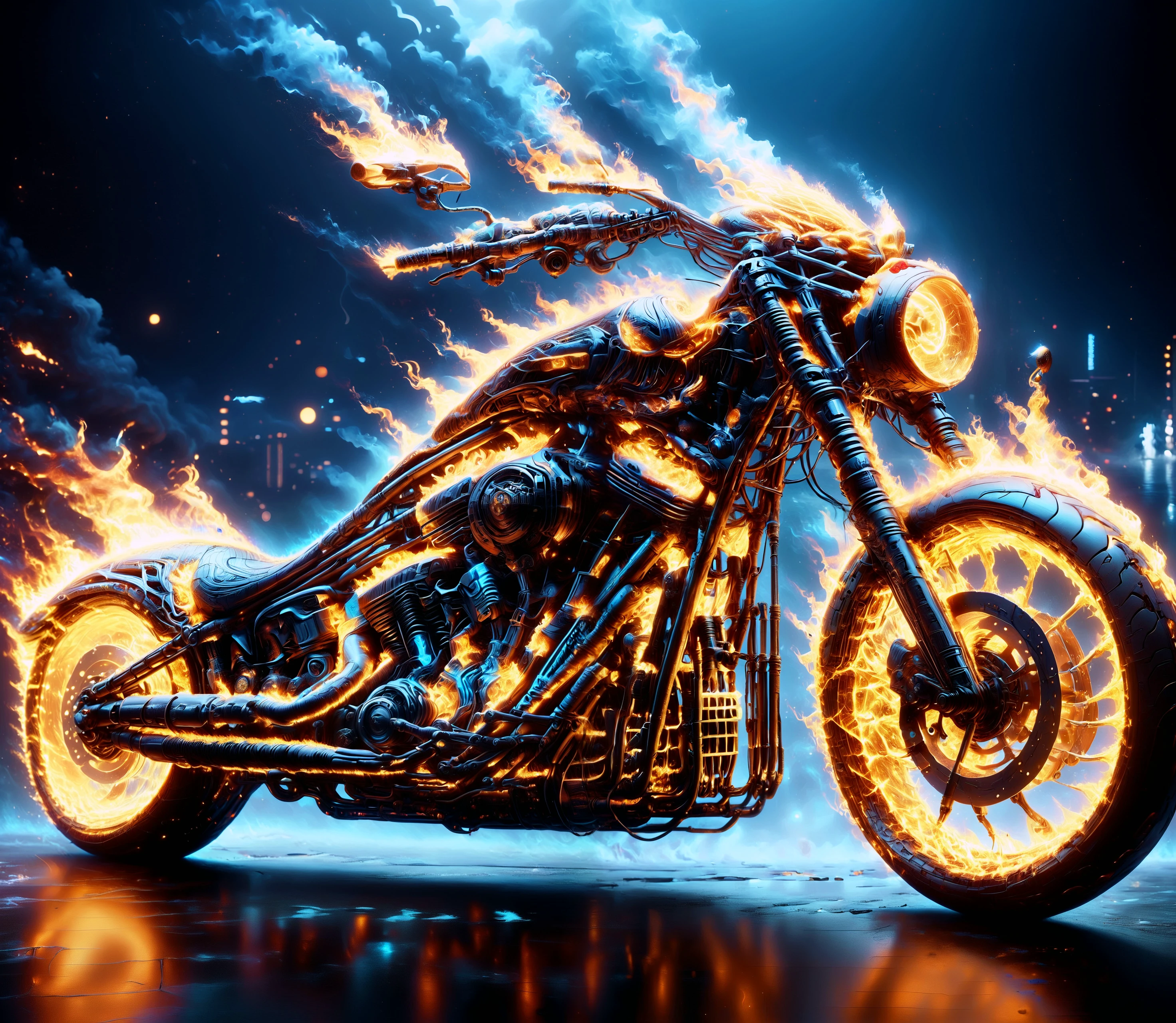 score_9, score_8_up, score_7_up,

f1r3, a motorcycle is made entirely of fire, exhaust gases,

night, (reflection:1.1), iced ground, 